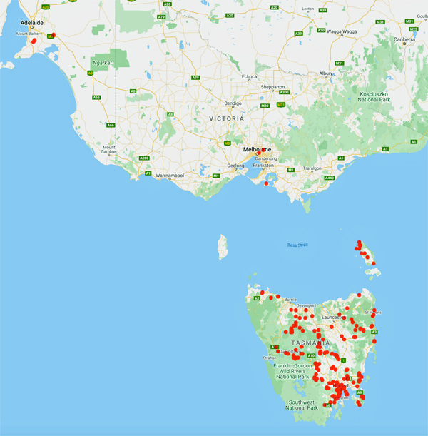 collecting locality map for 'Brett, R.G.'