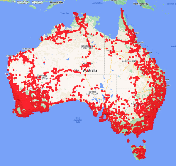 collecting locality map for 'Brooker, M.I.H.'