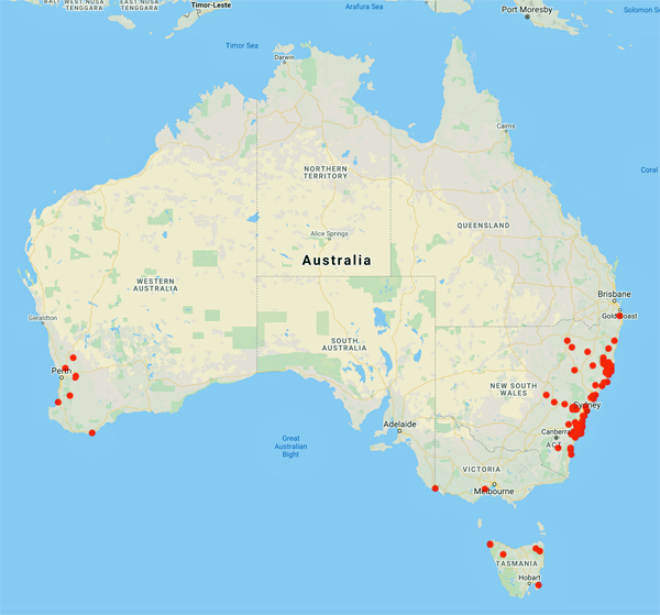 collecting locality map for 'Cady, L.'