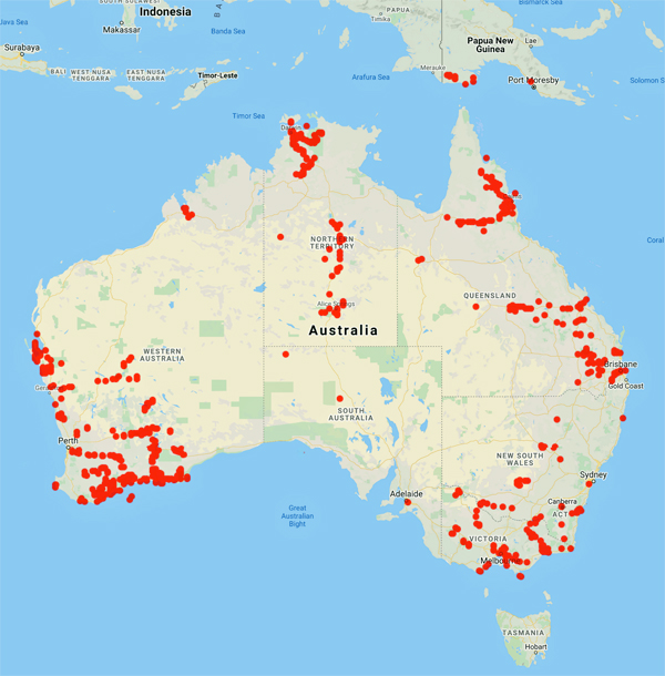 collecting locality map for 'Carr, D.J.'