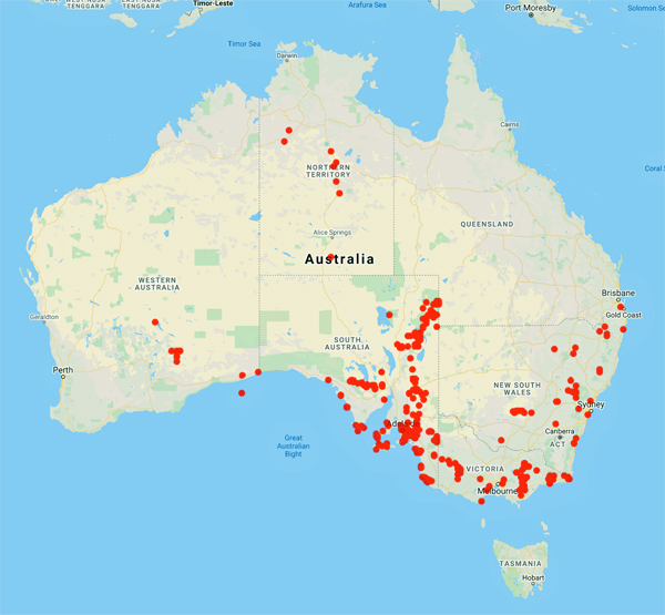 collecting locality map for 'Carrick, J.'