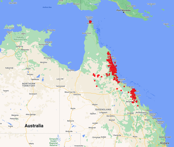 collecting locality map for 'Dansie, S.J.'