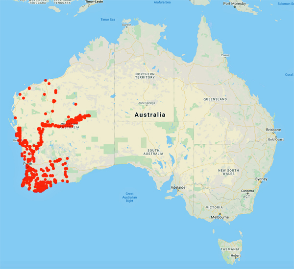 collecting locality map for 'Fairall, A.'