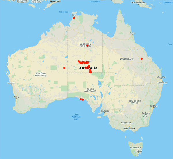 collecting locality map for 'Giles, C.'