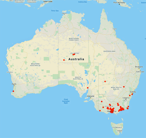 collecting locality map for 'Hart, T.S.'