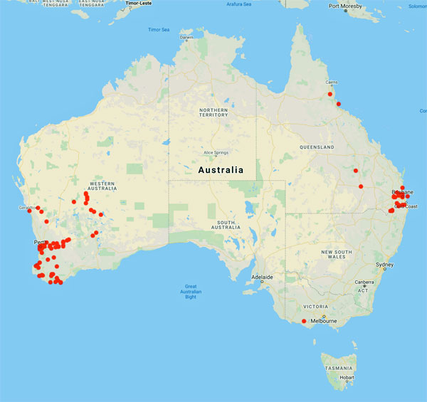 collecting locality map for 'Herbert, D.A.'