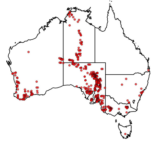 Ron Hill's herbarium collections map