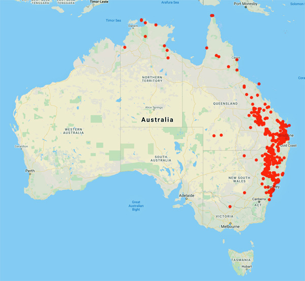 collecting locality map for 'Leichhardt, F.W.L.'