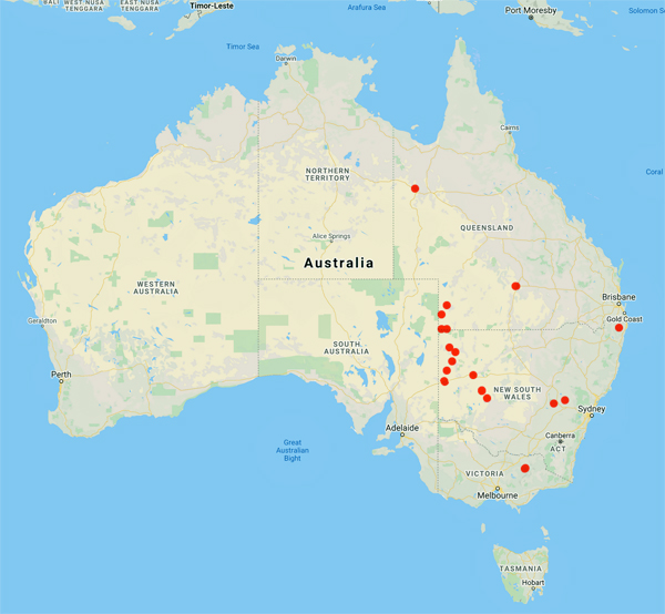 collecting locality map for 'MacGillivray, W.D.K.'