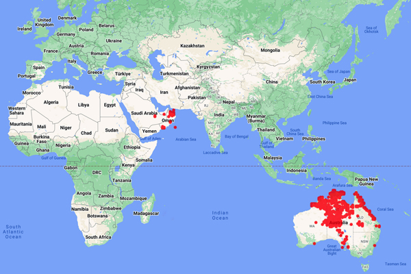 collecting locality map for 'Maconochie, J.R'; world