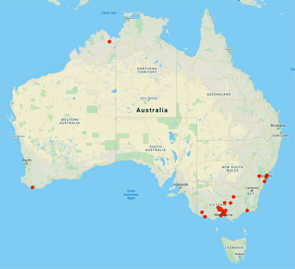 collecting locality map for 'McAlpine, D.'