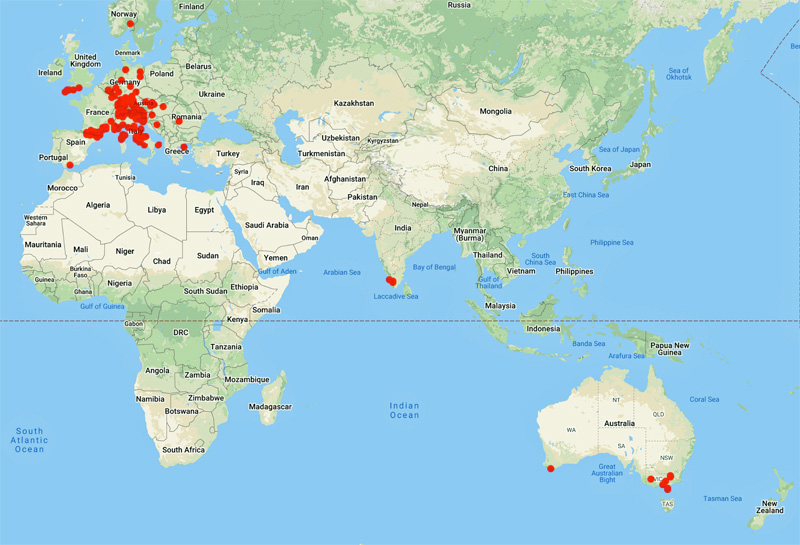 collecting locality map for 'Meebold, A.K.'