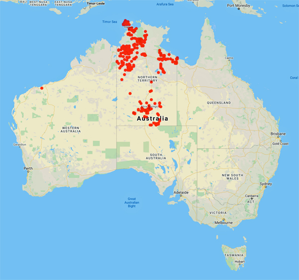 collecting locality map for 'Mitchell, C.R.'