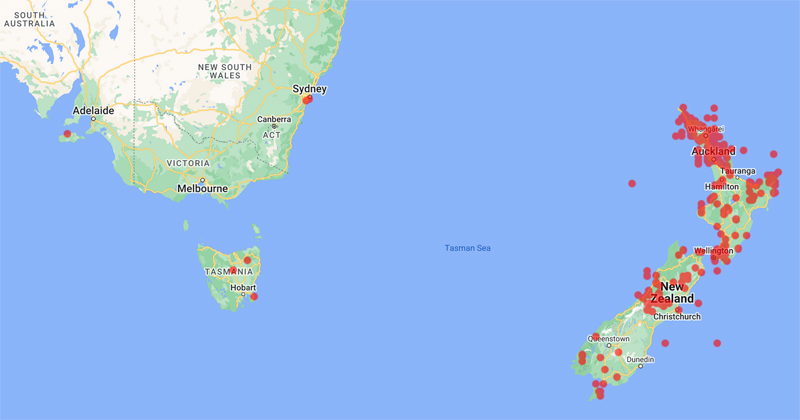 collecting locality map for 'Moore, L.B.'