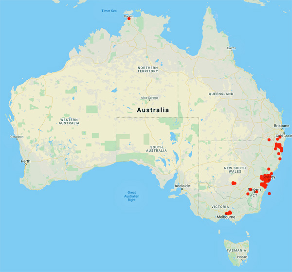 collecting locality map for 'Shiress, D.W.'