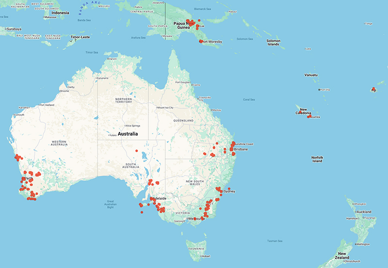 collecting locality map for 'Stauffer, H.U.'