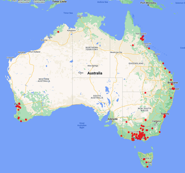 collecting locality map for 'Walters, N.E.M.'